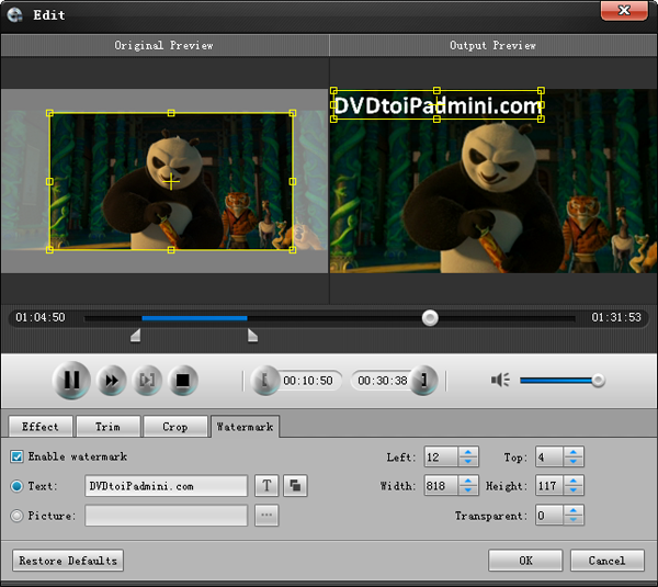 Edit DVD video for iPad mini